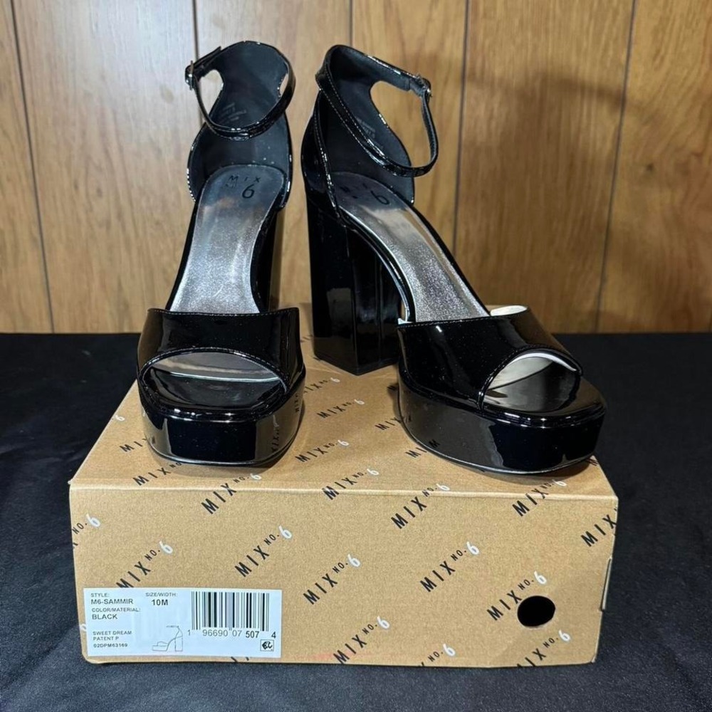 Black‎ MIX No 6 chunky platform heels NEW IN BOX Size 10